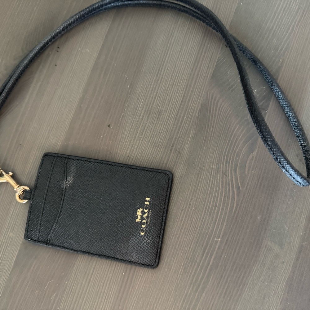 Coach Black Card Holder Lanyard